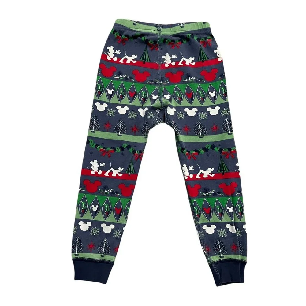 Hanna Andersson + Disney Sz 100 (4Y) Mickey Mouse Fair Isle Christmas Pajamas